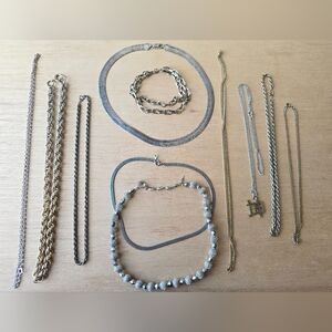 Estate LOT Silver Necklace Set